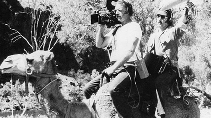 Crew on Camel for 'Weekend Magazine' near Alice Springs 1977